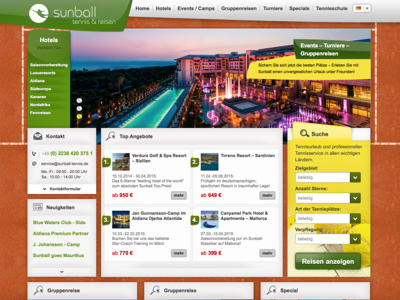 Webdesign Sunball Tennis
